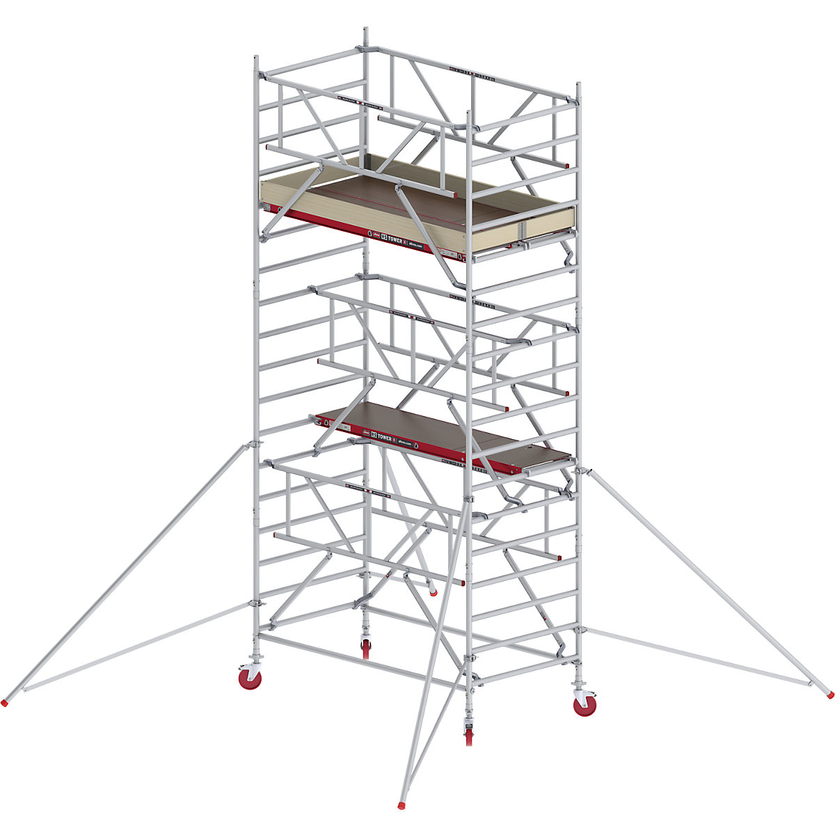 Rusztowanie ruchome RS TOWER 42, szerokie, z poręczą Safe-Quick® – Altrex, platforma drewniana, dł. 2,45 m, wys. robocza 6,20 m-1