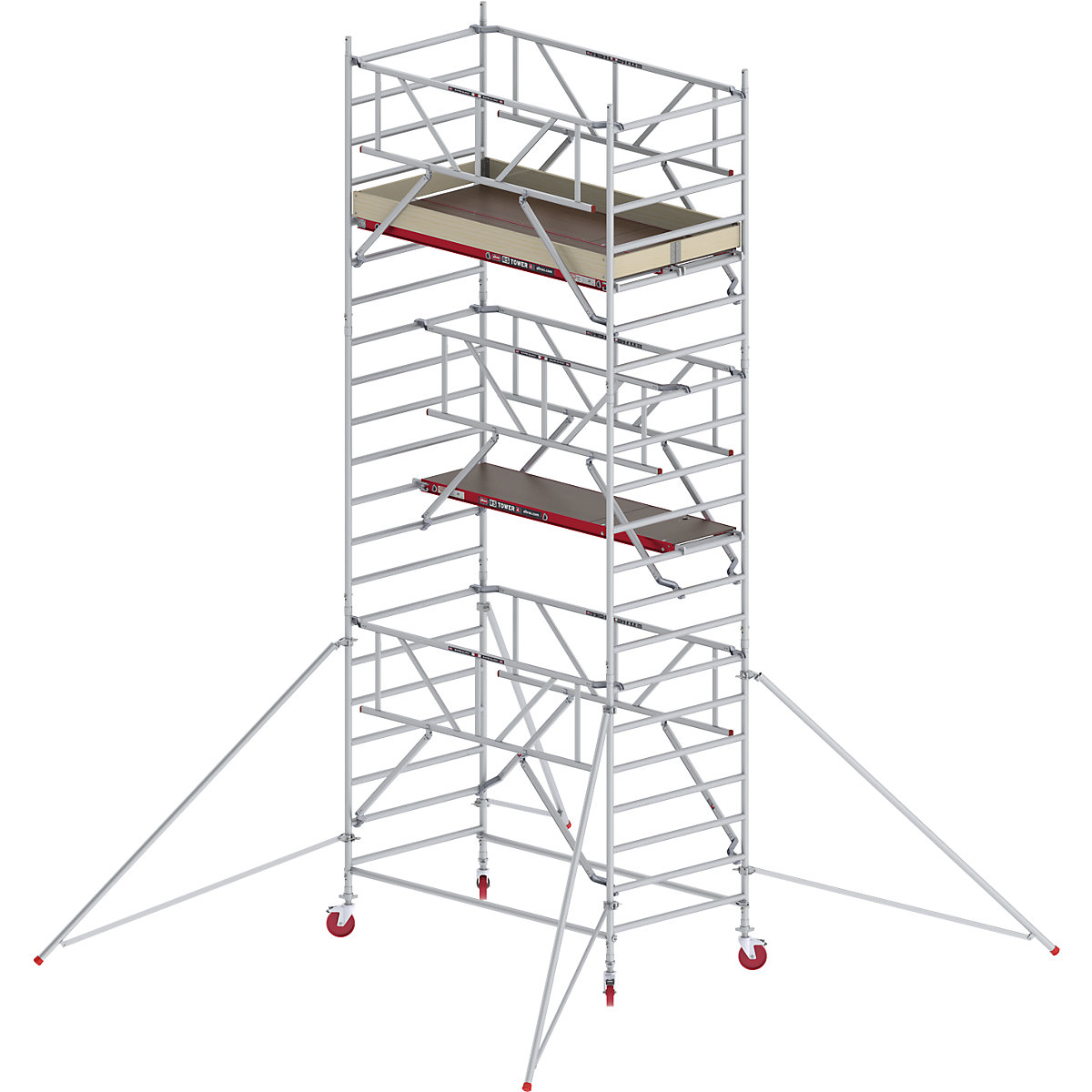 Rusztowanie ruchome RS TOWER 42, szerokie, z poręczą Safe-Quick® – Altrex, platforma drewniana, dł. 2,45 m, wys. robocza 7,20 m-6