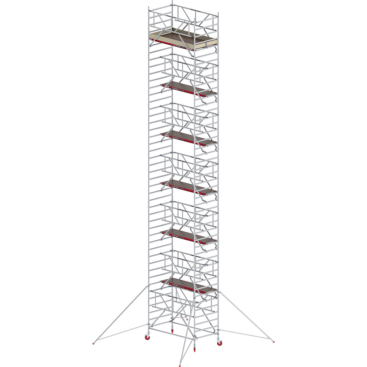 Rusztowanie ruchome RS TOWER 42, szerokie, z poręczą Safe-Quick® – Altrex, platforma drewniana, dł. 2,45 m, wys. robocza 14,2 m-9