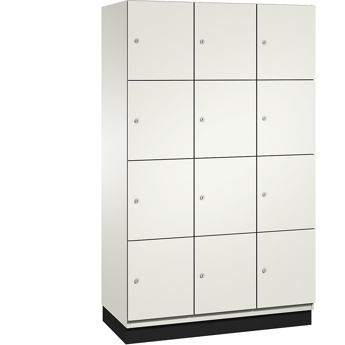 Dulap cu 4 compartimente cu încuietoare Cambio – C+P, 3 module, alb pur, ușă din tablă de oțel, lăț. 1200 mm, 12 compartimente-27