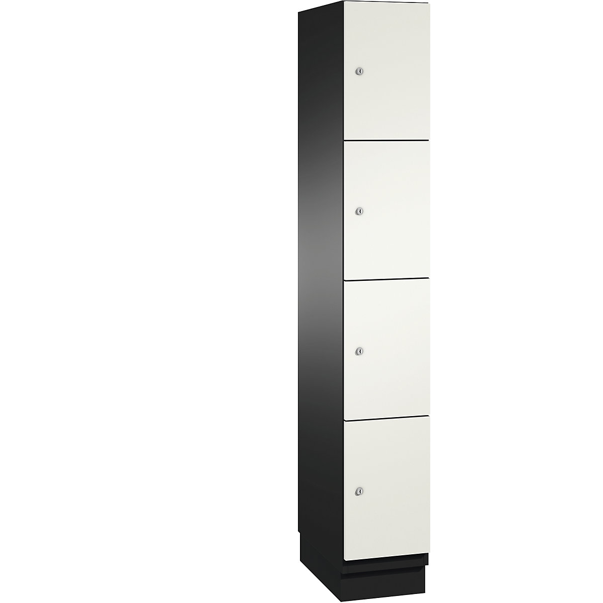 Dulap cu 4 compartimente cu încuietoare Cambio – C+P, 1 modul, gri negru / alb pur, ușă din tablă de oțel, lăț. 300 mm, 4 compartimente-20