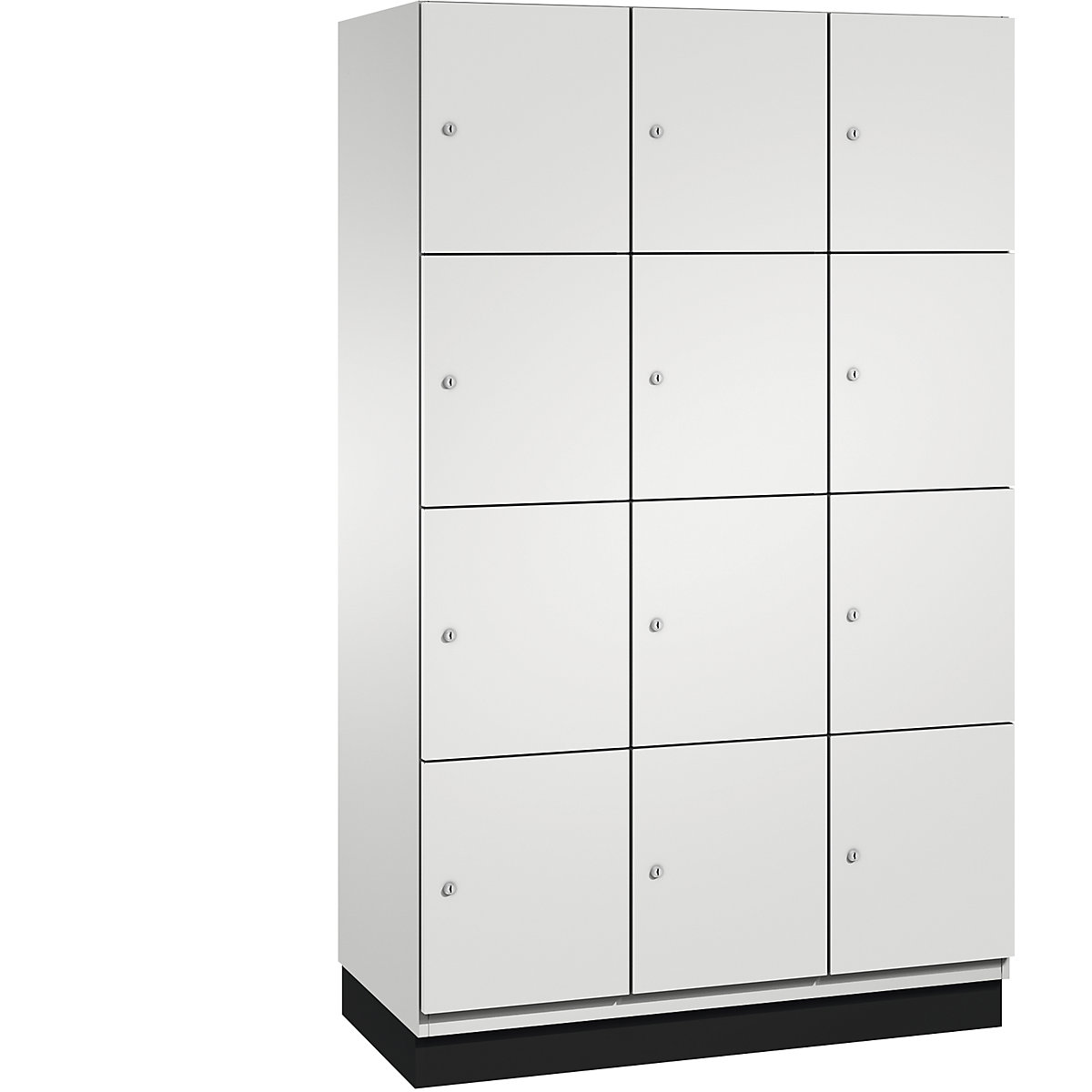 Dulap cu 4 compartimente cu încuietoare Cambio – C+P, 3 module, gri deschis, ușă din tablă de oțel, lăț. 1200 mm, 12 compartimente-5