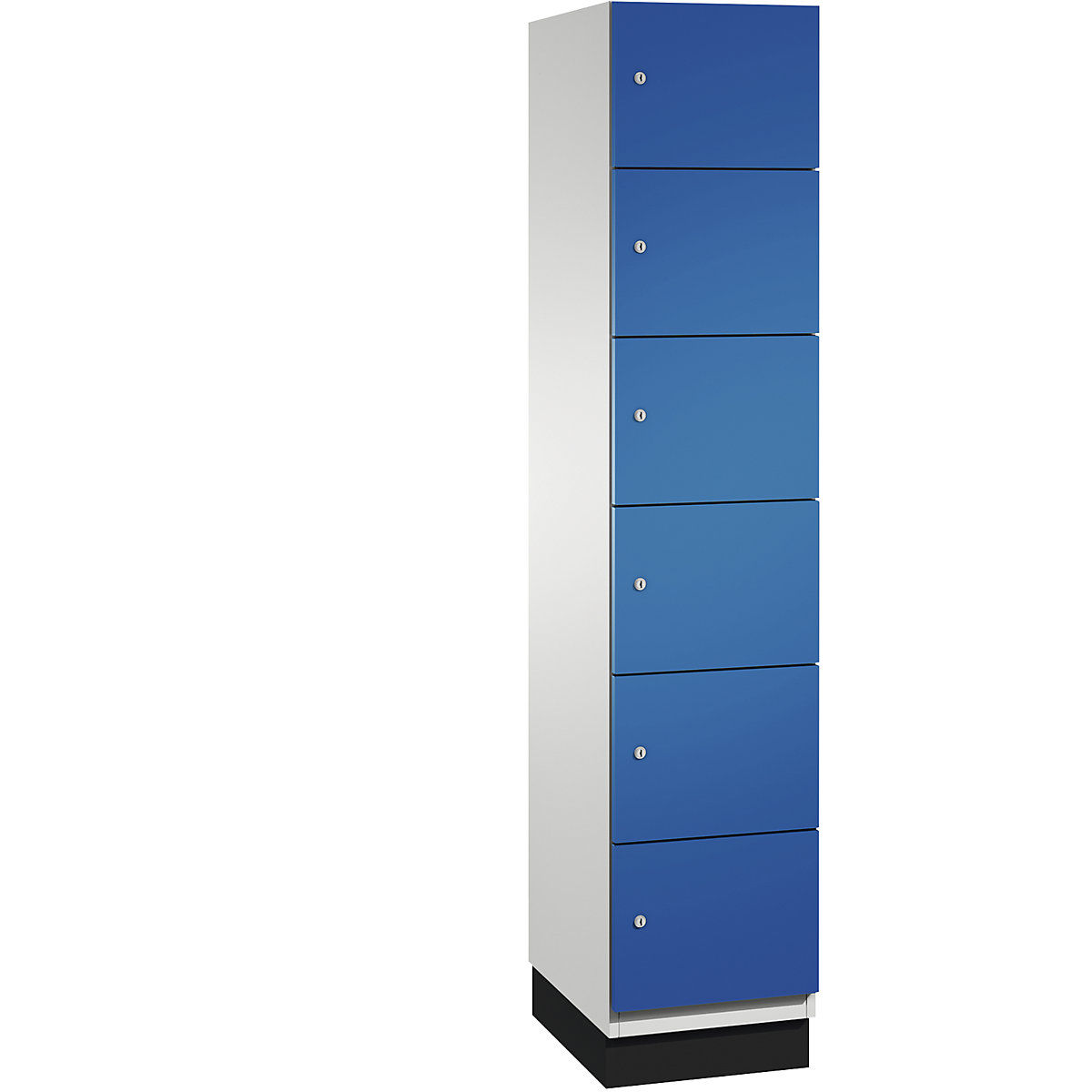Dulap cu 6 compartimente cu încuietoare Cambio – C+P, 1 modul, gri deschis / albastru gențiană, ușă din tablă de oțel, lăț. 400 mm, 6 compartimente-26