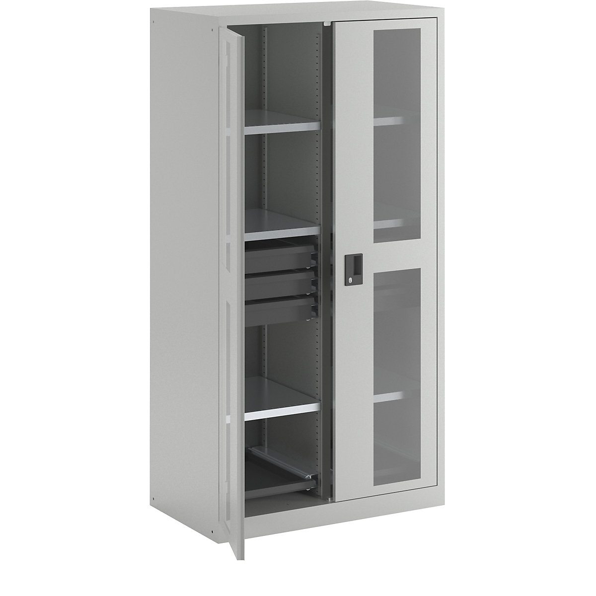 Dulap cu geam transparent, î. x lăț. x ad. 1950 x 1000 x 580 mm – LISTA