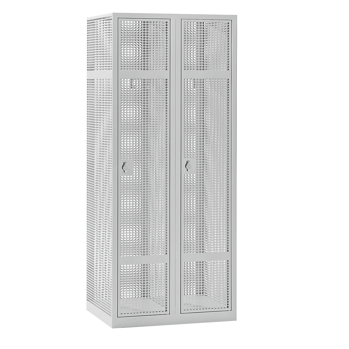 Vestiar din tablă perforată – eurokraft pro, 2 module, gri deschis, lăț. 800 mm, zăvor rotativ-4