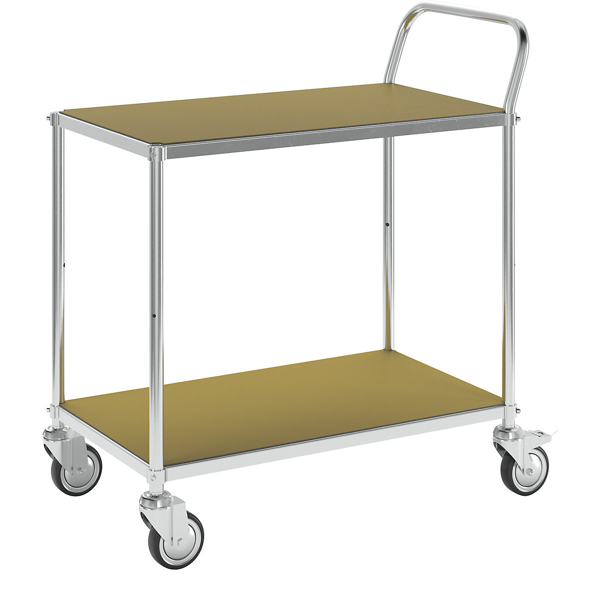 ESD-etagenwagen – Kongamek, l x b x h = 850 x 435 x 950 mm, 2 legborden, 4 zwenkwielen, 2 met vastzetter-2