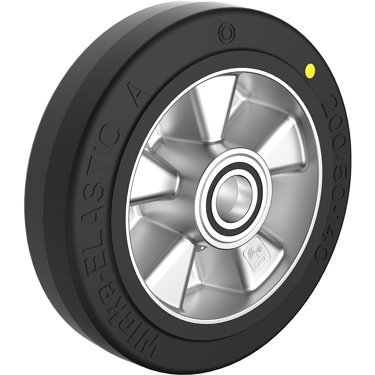 ESD-kerék – Wicke, rugalmas gumiból készült, kerék-Ø x szélesség 200 x 50 mm, tengely-Ø 25 mm-2
