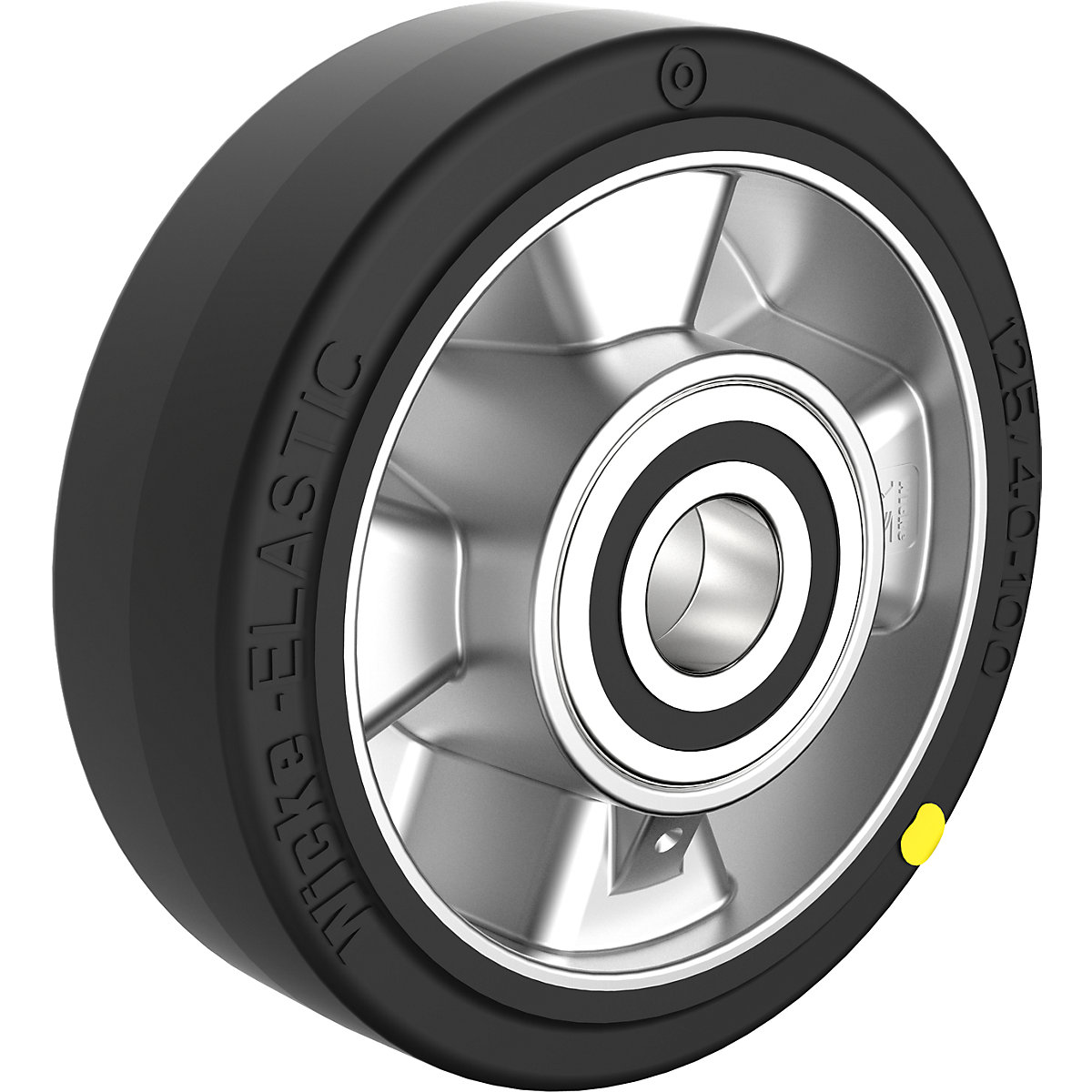 ESD-kerék – Wicke, rugalmas gumiból készült, kerék-Ø x szélesség 125 x 40 mm, tengely-Ø 20 mm-1