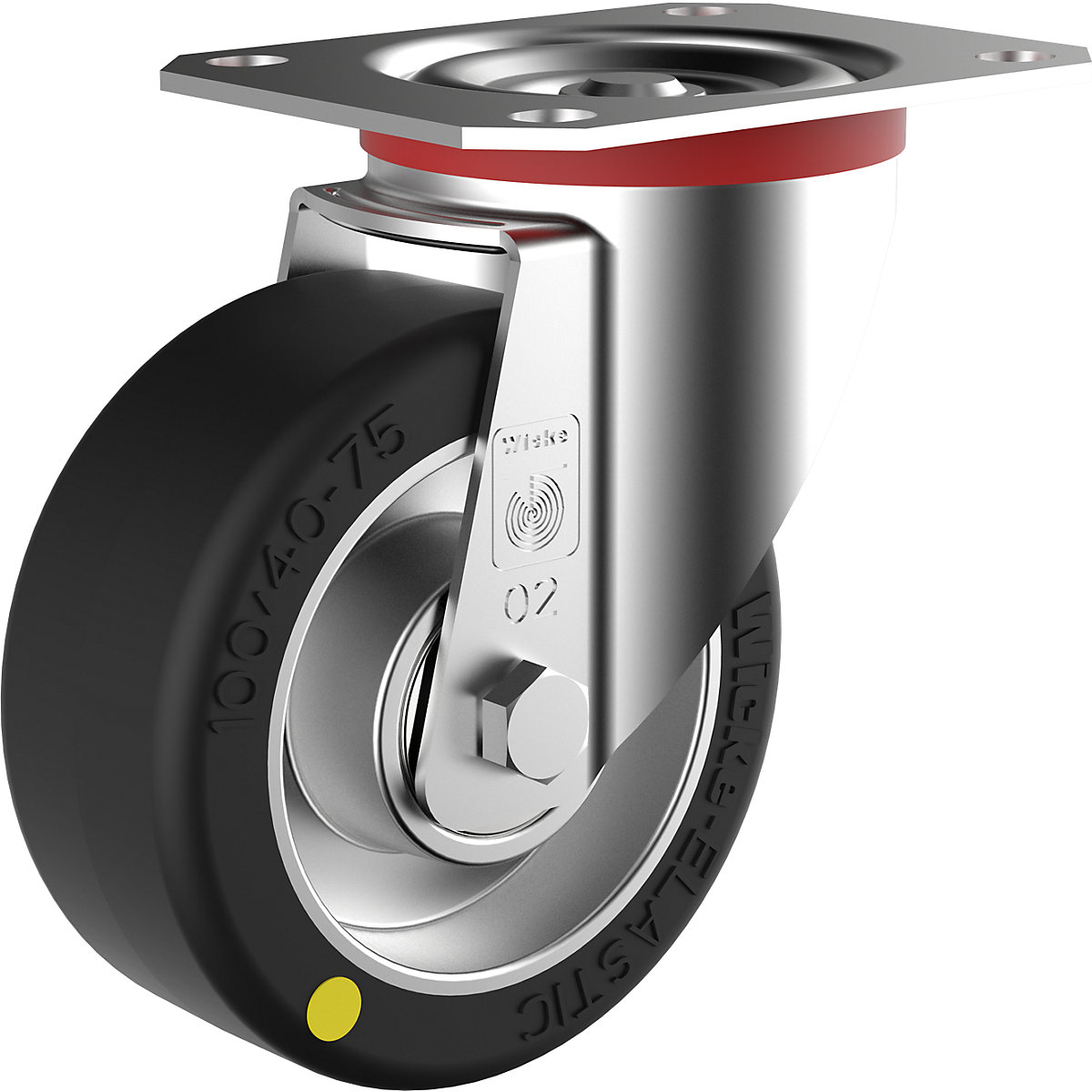 ESD kotač od elastične gume – Wicke, Ø x širina kotača 125 x 40 mm, nosivost 200 kg, okretni kotač-1