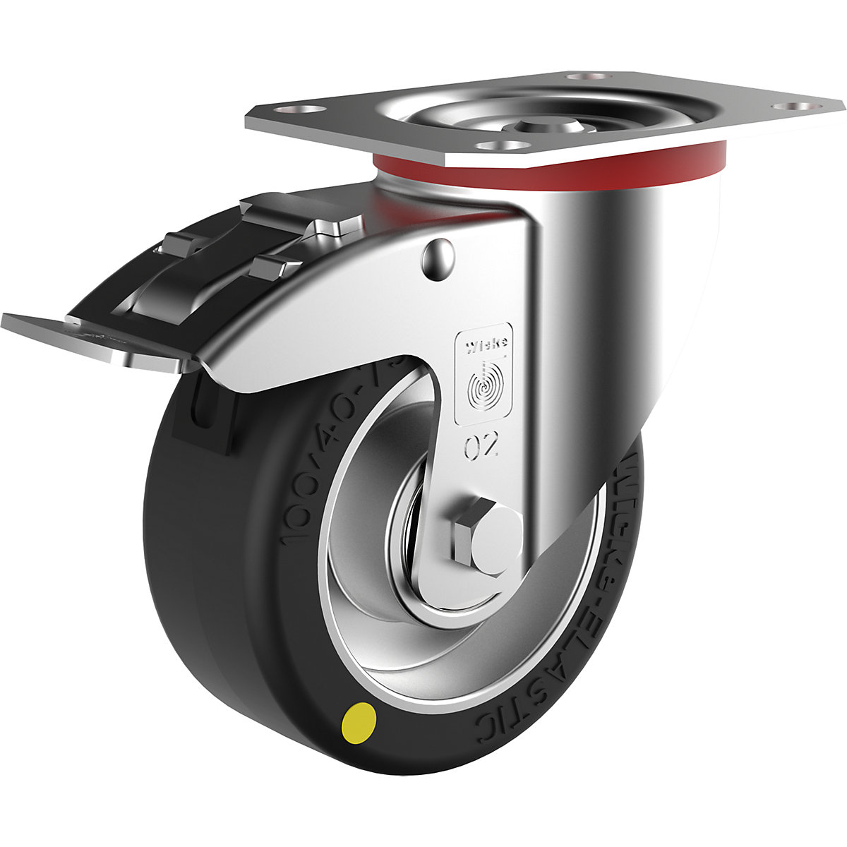 ESD kotač od elastične gume – Wicke, Ø x širina kotača 125 x 40 mm, nosivost 200 kg, okretni kotač s dvostrukom blokadom-3