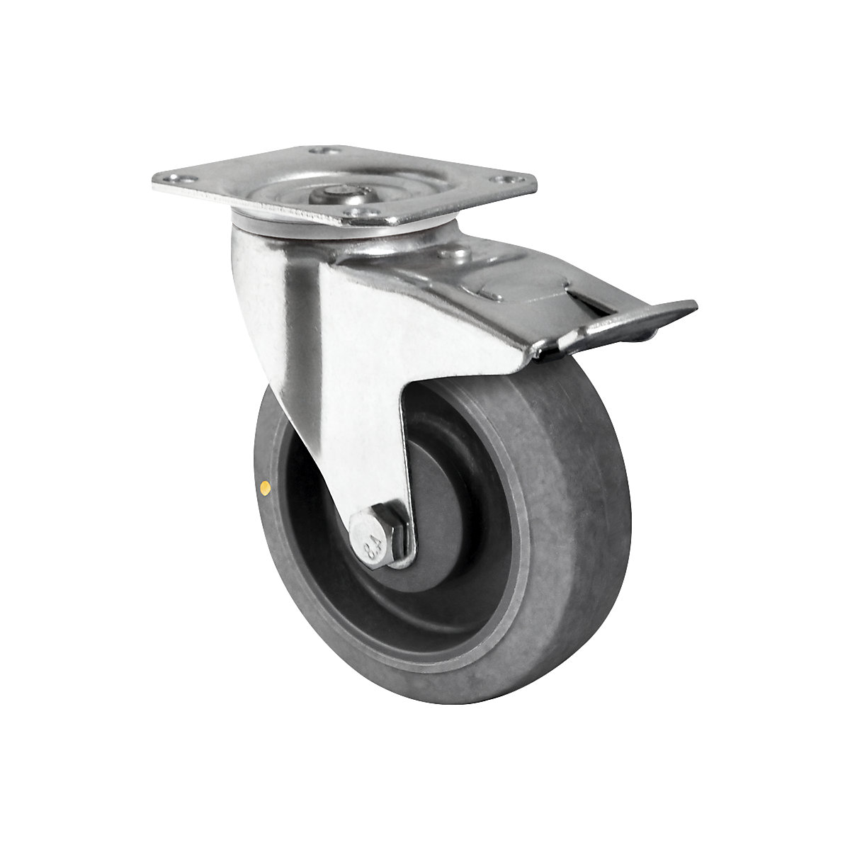 TPE tyre on PP rim, ESD, wheel Ø x width 125 x 40 mm, 2+ items, swivel castor with double stop