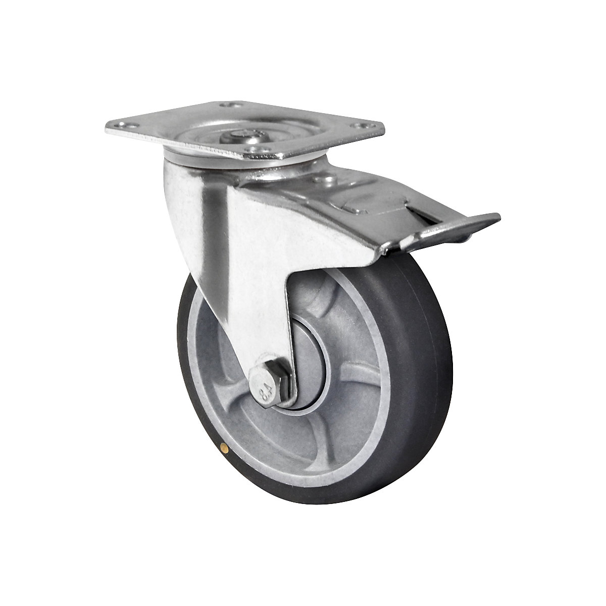 EUROKRAFTbasic – TPE tyres on PP rim, ESD, 2+ items, wheel Ø x width 100 x 32 mm, swivel castor with double stop
