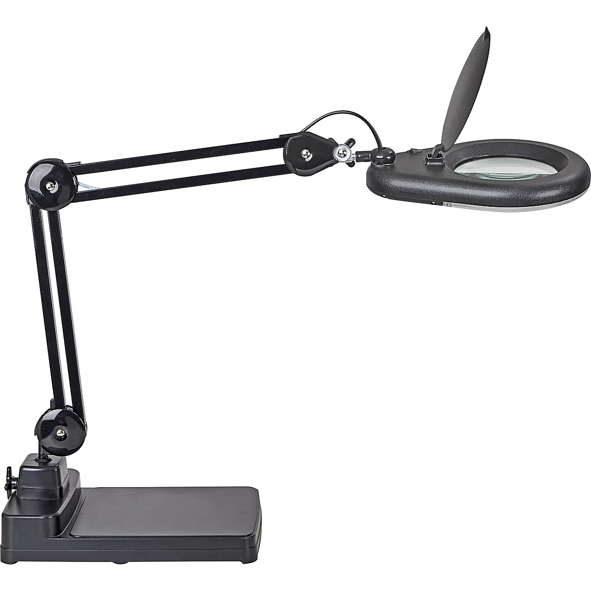 Lampă LED cu lupă MAULviso – MAUL, lungime braț 310 mm, cu bază, negru-5
