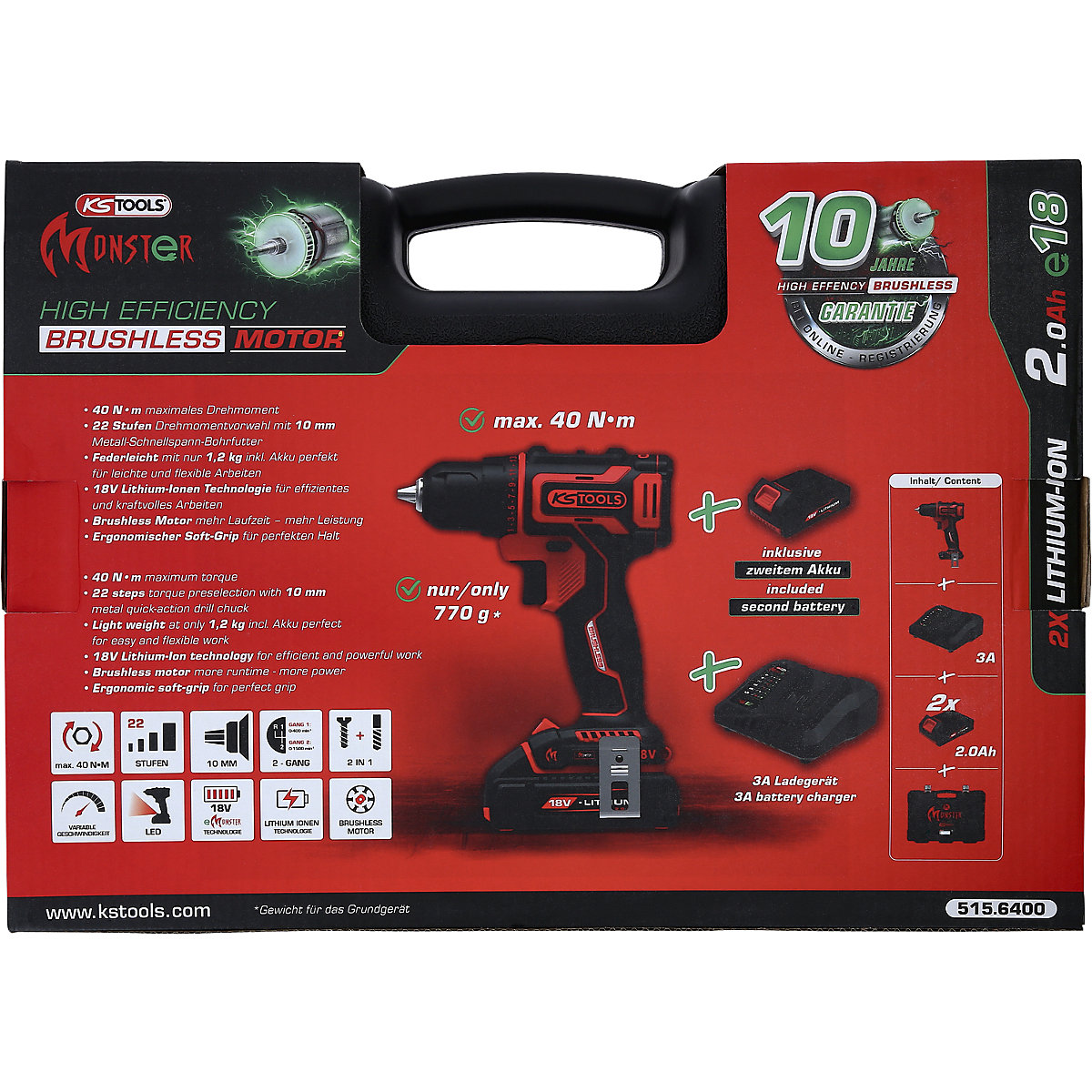 Akku-Schlag-Bohr-Schrauber-SET 4teilig Brushless KS Tools (Produktabbildung 4)-3