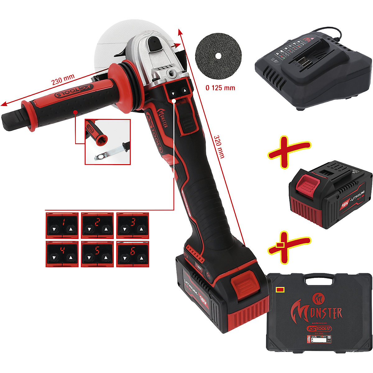 Akku-Winkelschleifer-SET 4teilig KS Tools