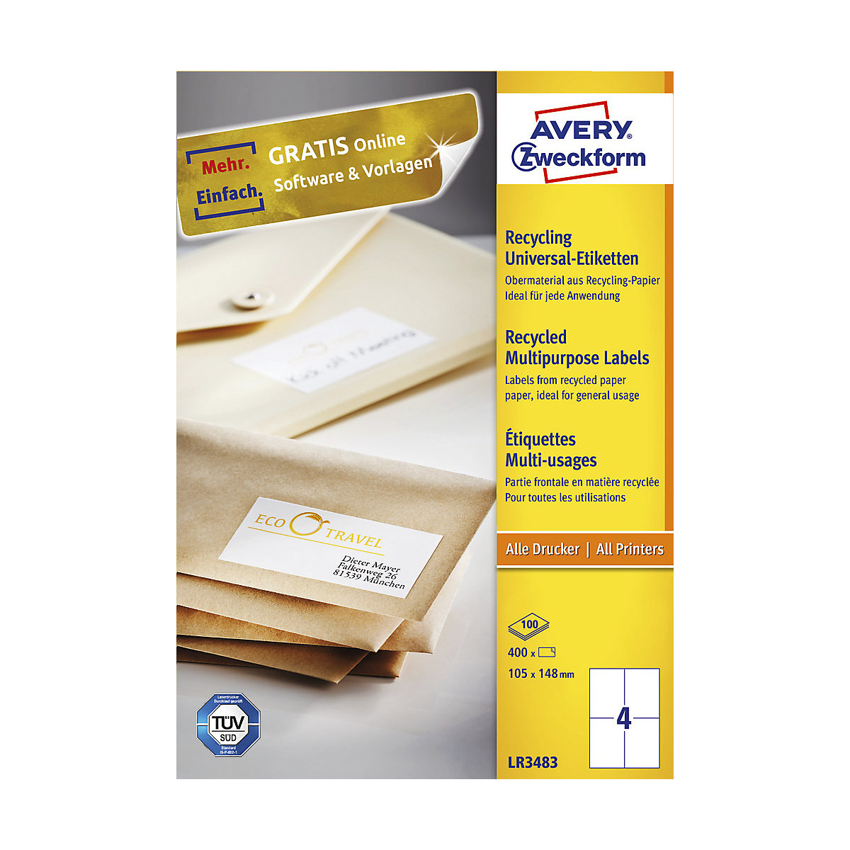 Étiquettes universelles recyclées