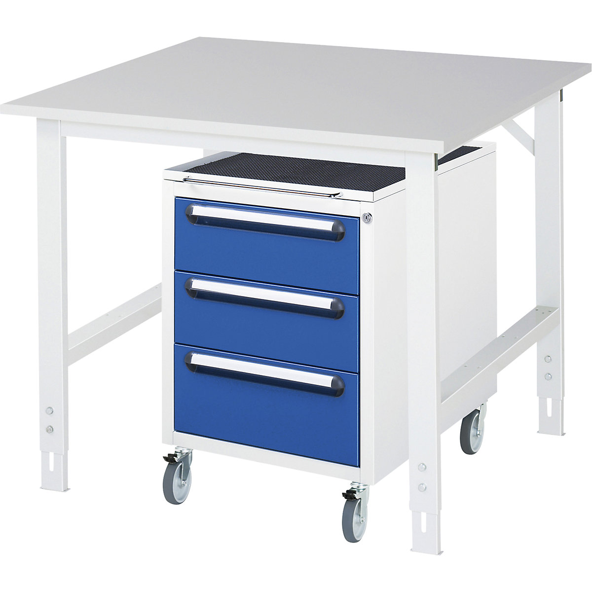 Mesa de trabalho com armário de gavetas