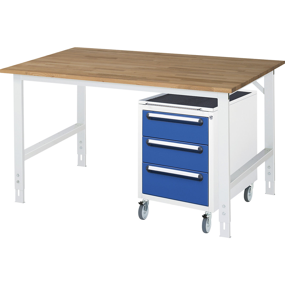 Mesa de trabalho com armário de gavetas