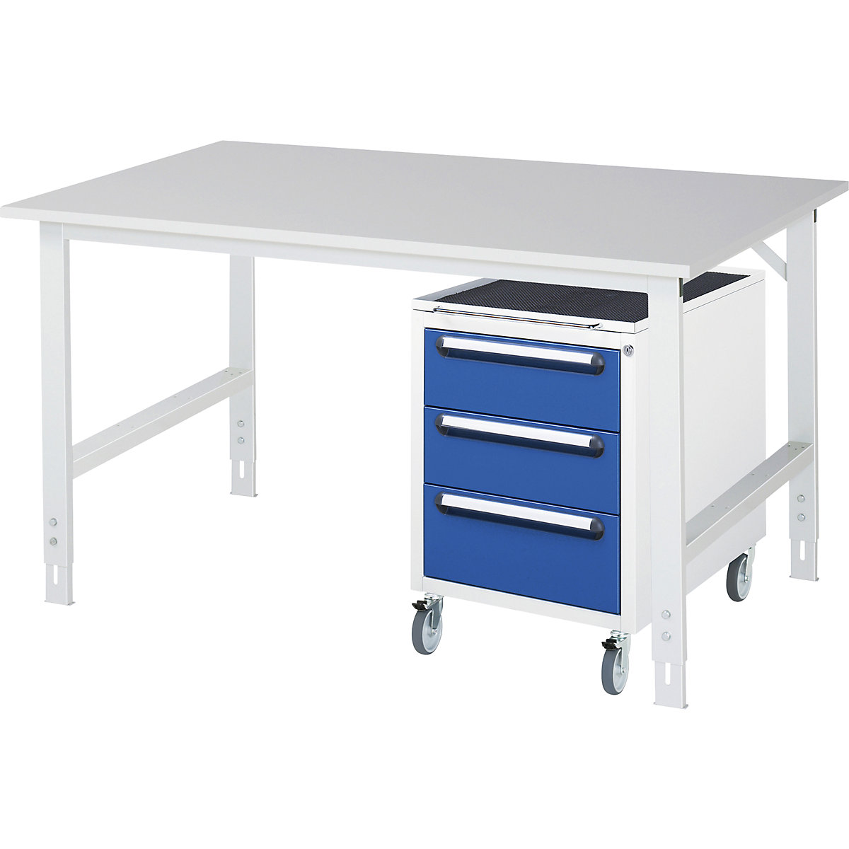 Mesa de trabalho com armário de gavetas