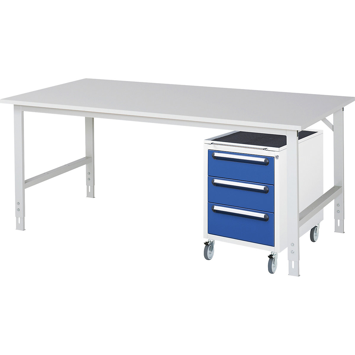 Mesa de trabalho com armário de gavetas