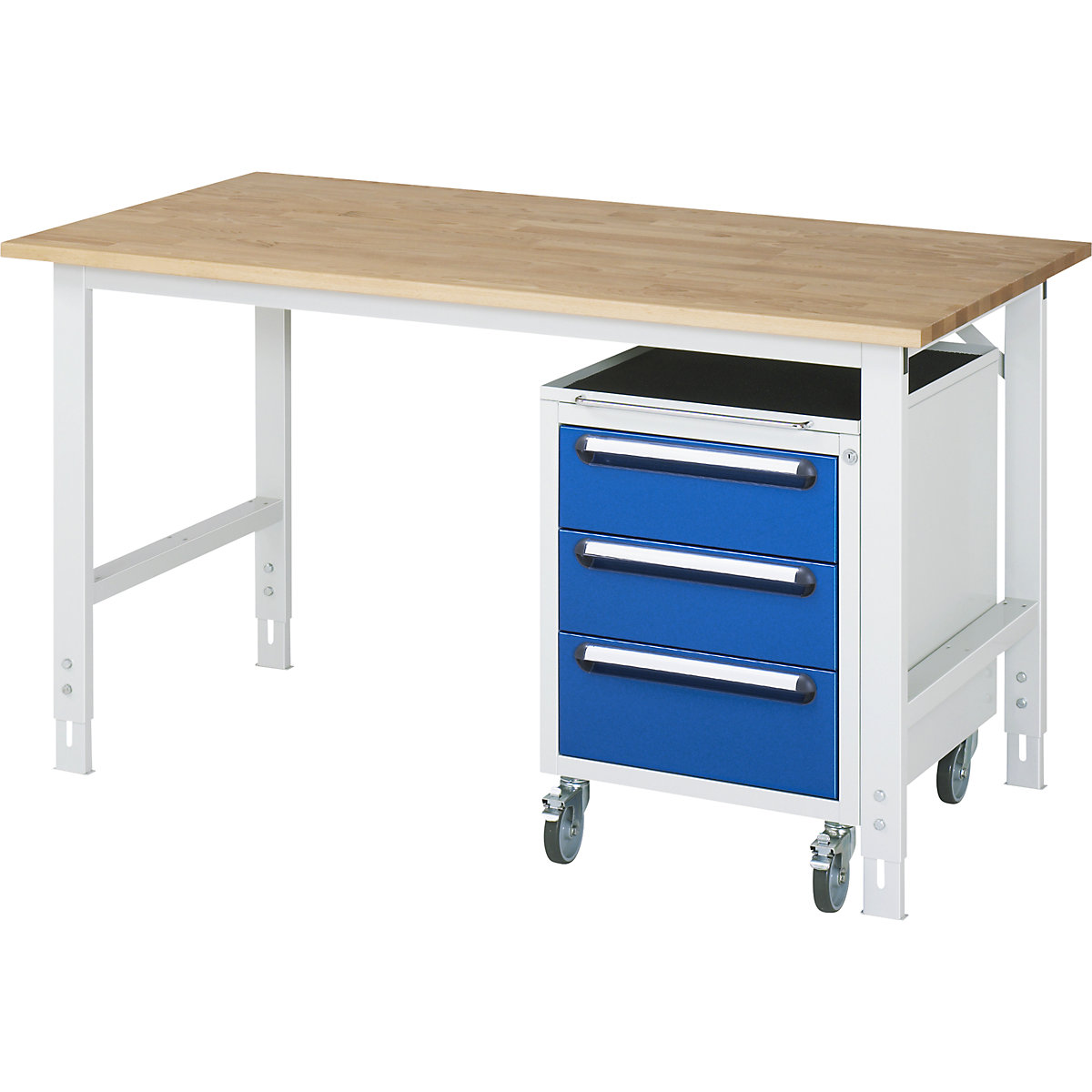 Mesa de trabalho com armário de gavetas