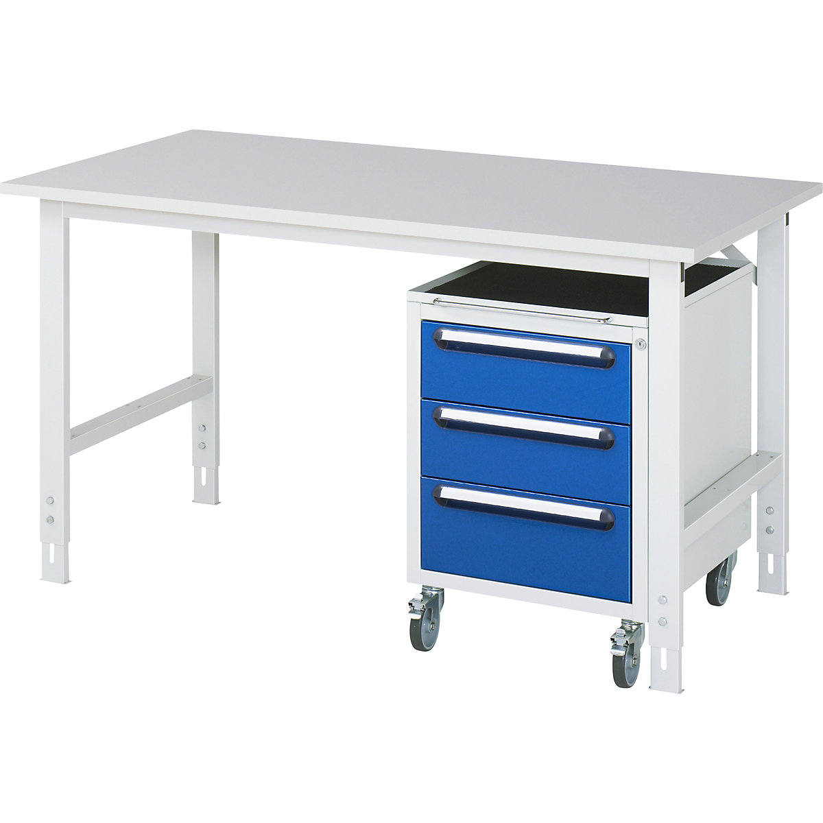 Mesa de trabalho com armário de gavetas