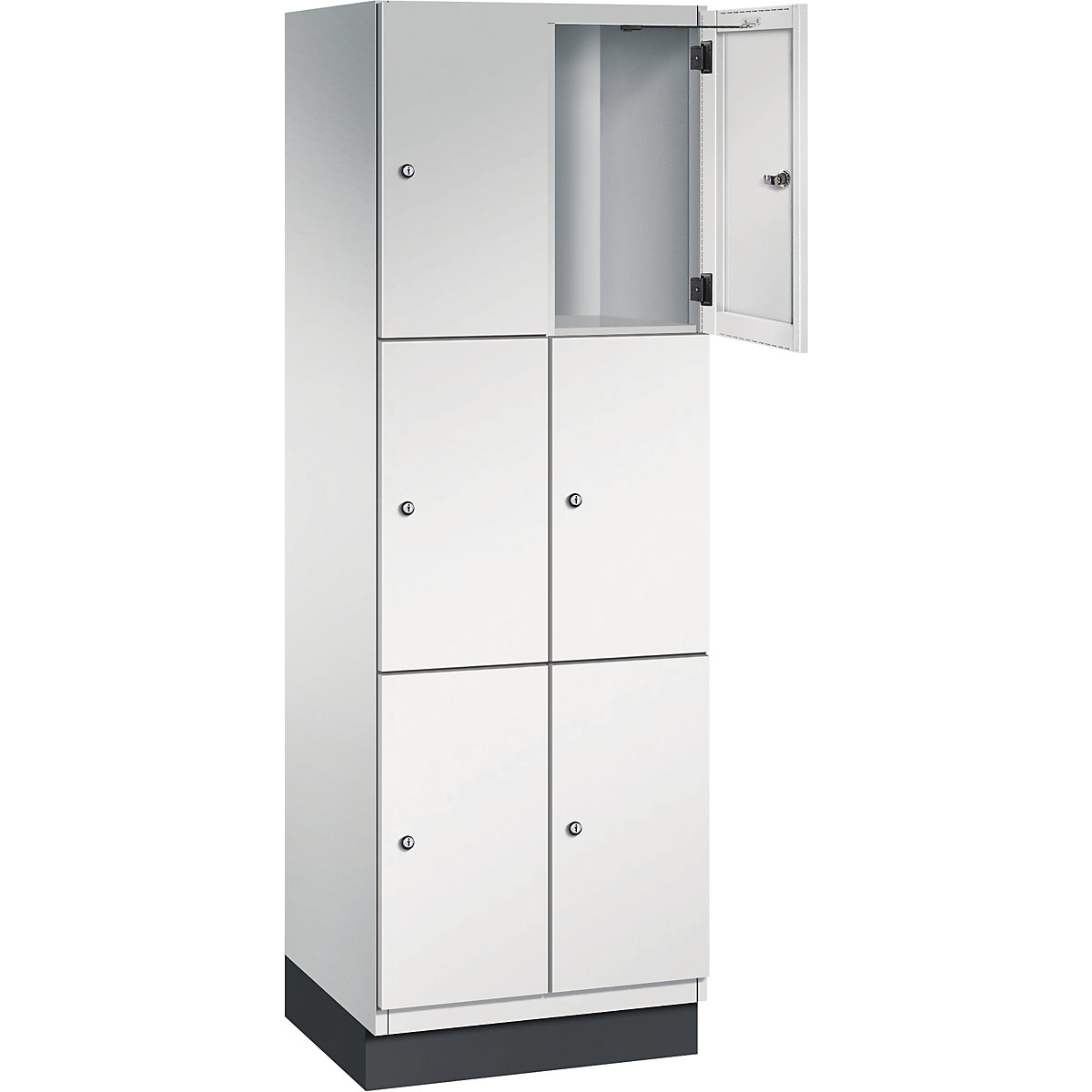 Armário de cacifos com 3 compartimentos Cambio – C+P, 2 compartimentos, cinzento claro, porta em chapa de aço, L 600 mm, 6 compartimentos-2