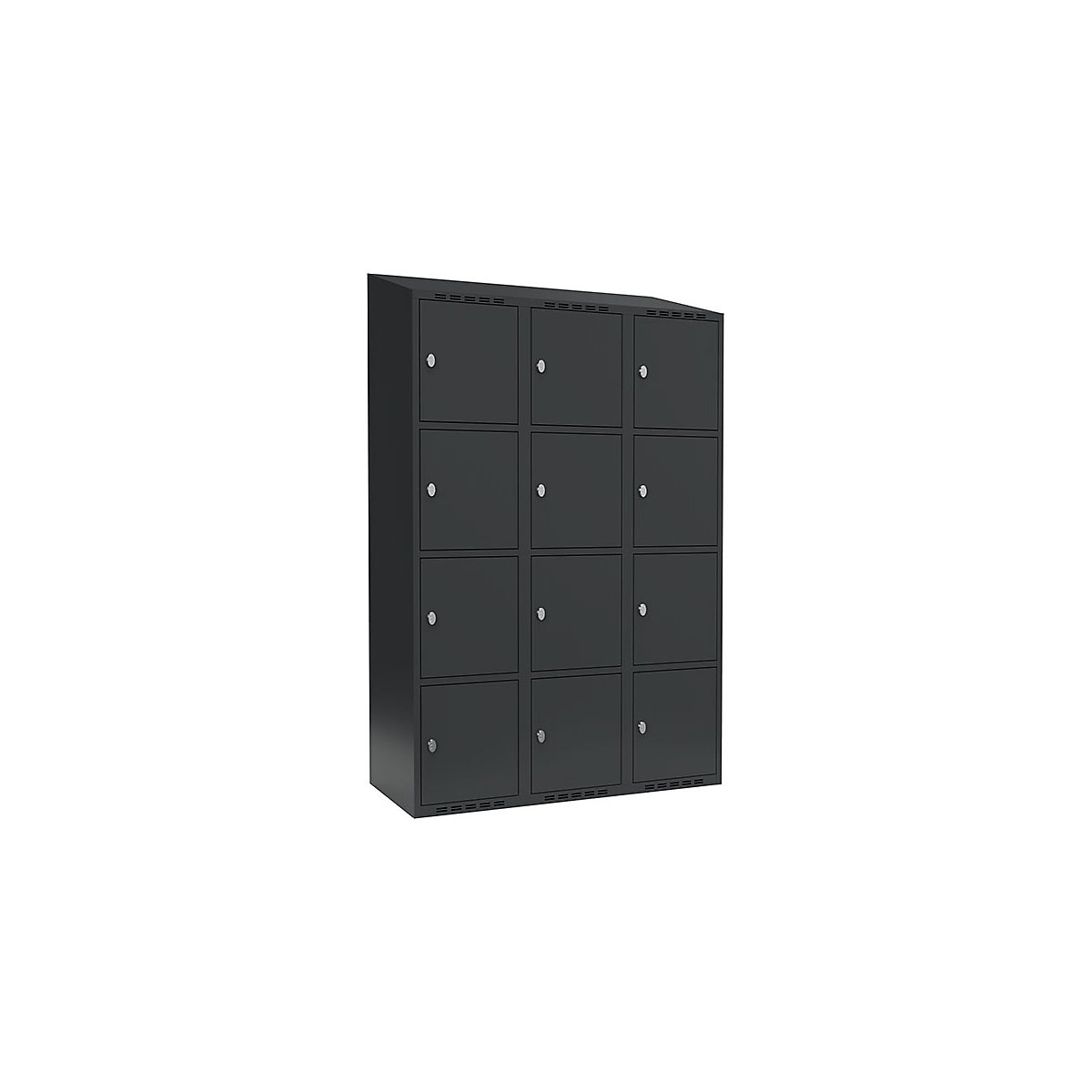 Armário de cacifos com 4 compartimentos Fydor, 3 compartimentos, cinzento, L 1200 mm, 3 compartimentos, forma de teto inclinado, fecho de argola-10