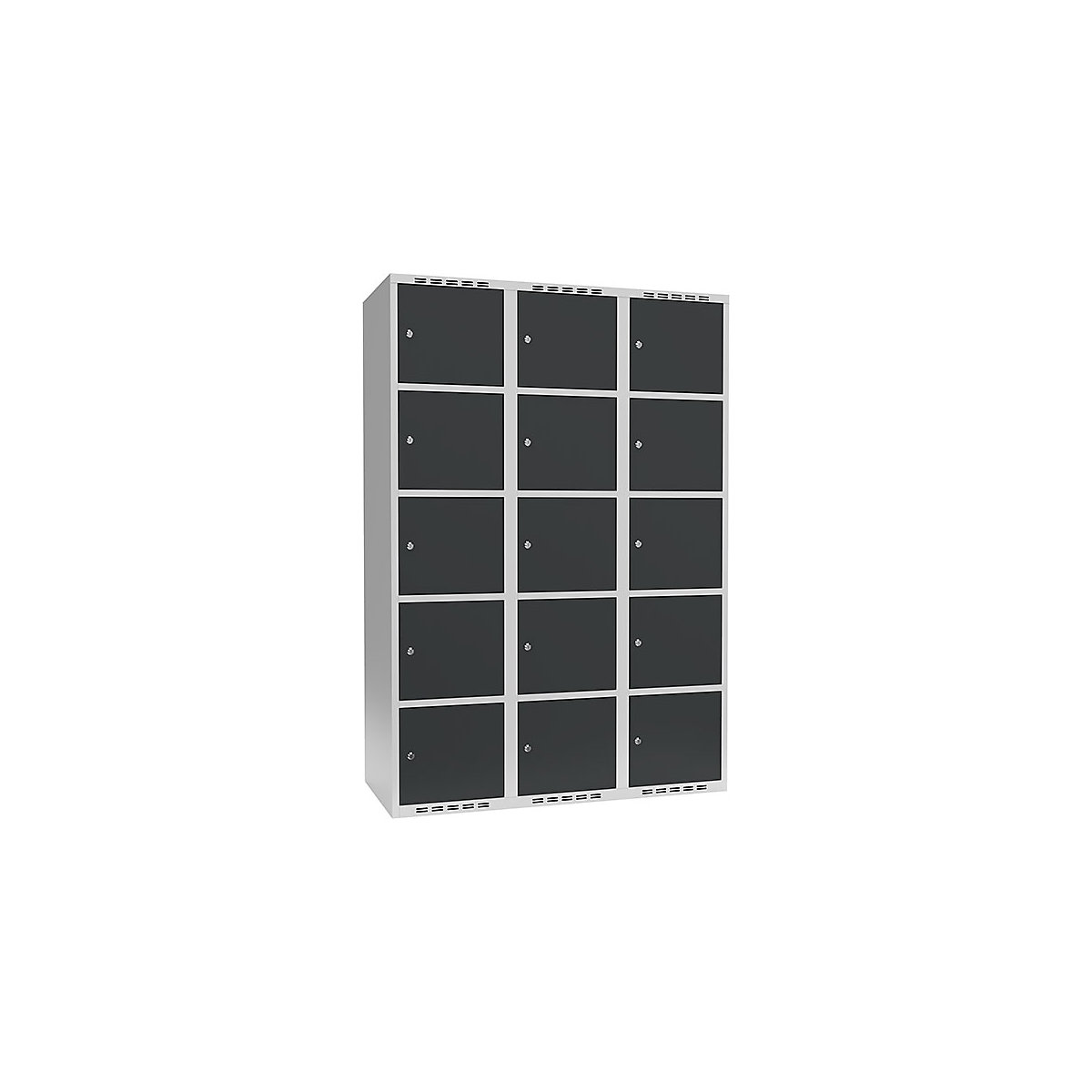 Armário de cacifos com 5 compartimentos Fydor, 3 compartimentos, cinzento claro/cinzento, L 1200 mm, 3 compartimentos, forma de teto plano, fechadura de cilindro-2