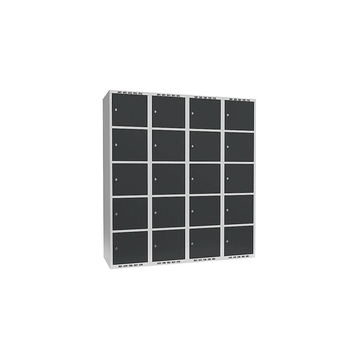 Armário de cacifos com 5 compartimentos Fydor, 4 compartimentos, cinzento claro/cinzento, L 1200 mm, 4 compartimentos, forma de teto plano, fechadura de cilindro-3