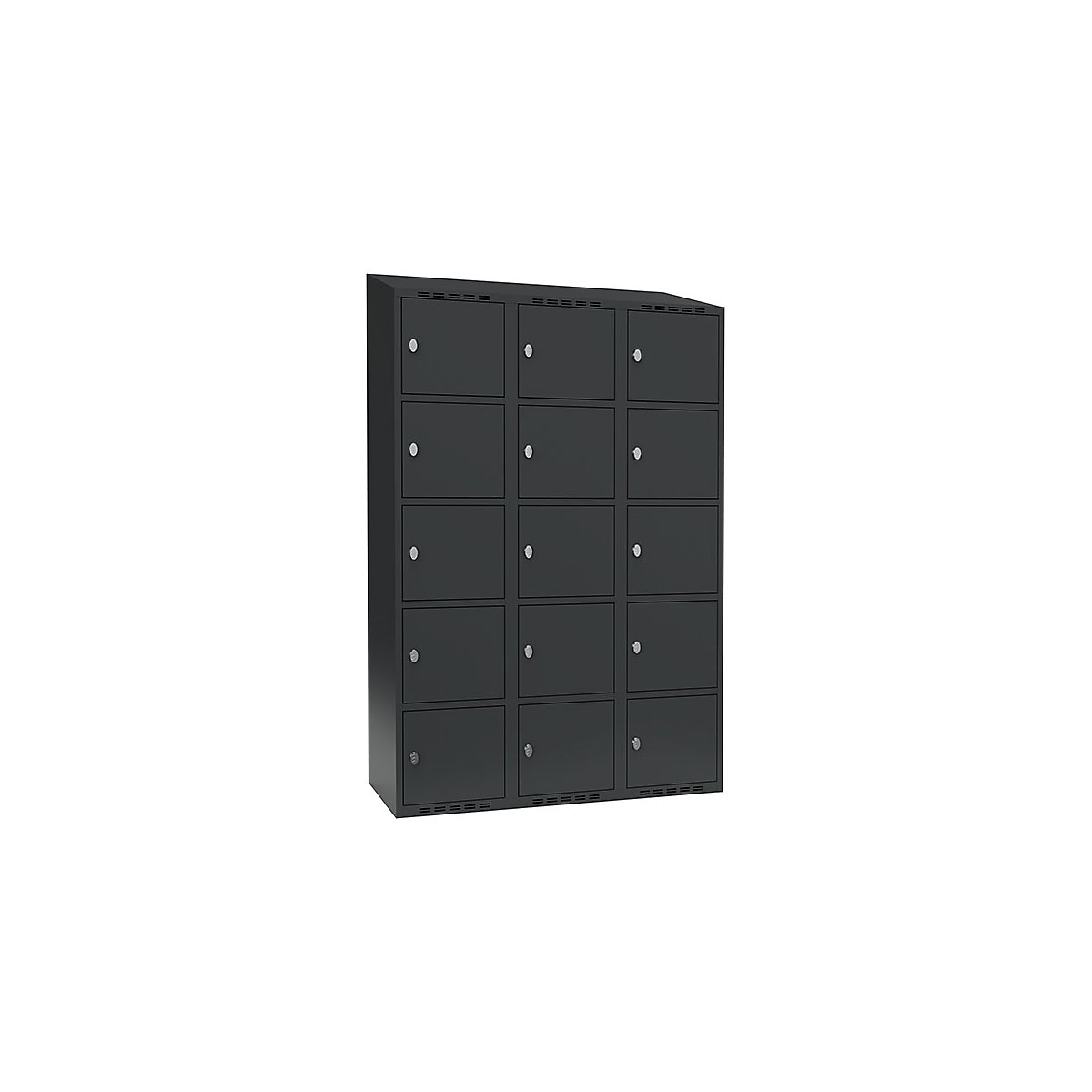 Armário de cacifos com 5 compartimentos Fydor, 3 compartimentos, cinzento, L 1200 mm, 3 compartimentos, forma de teto inclinado, fecho de argola-1