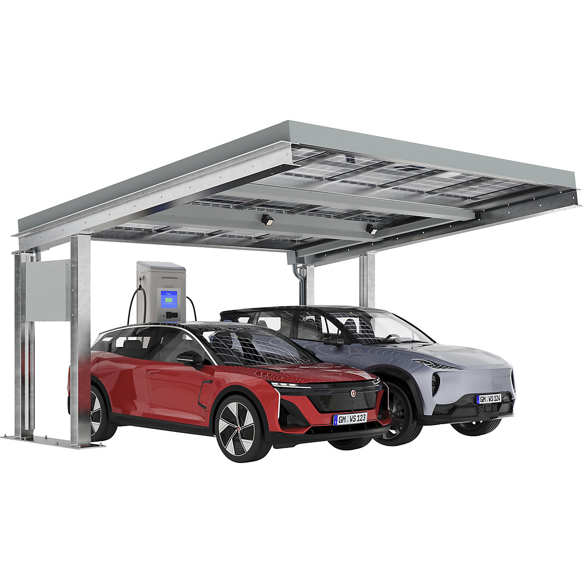 Marquesina para vehículo SolarCover con módulos fotovoltaicos con armario de distribución – WSM (Imagen del producto 3)-2