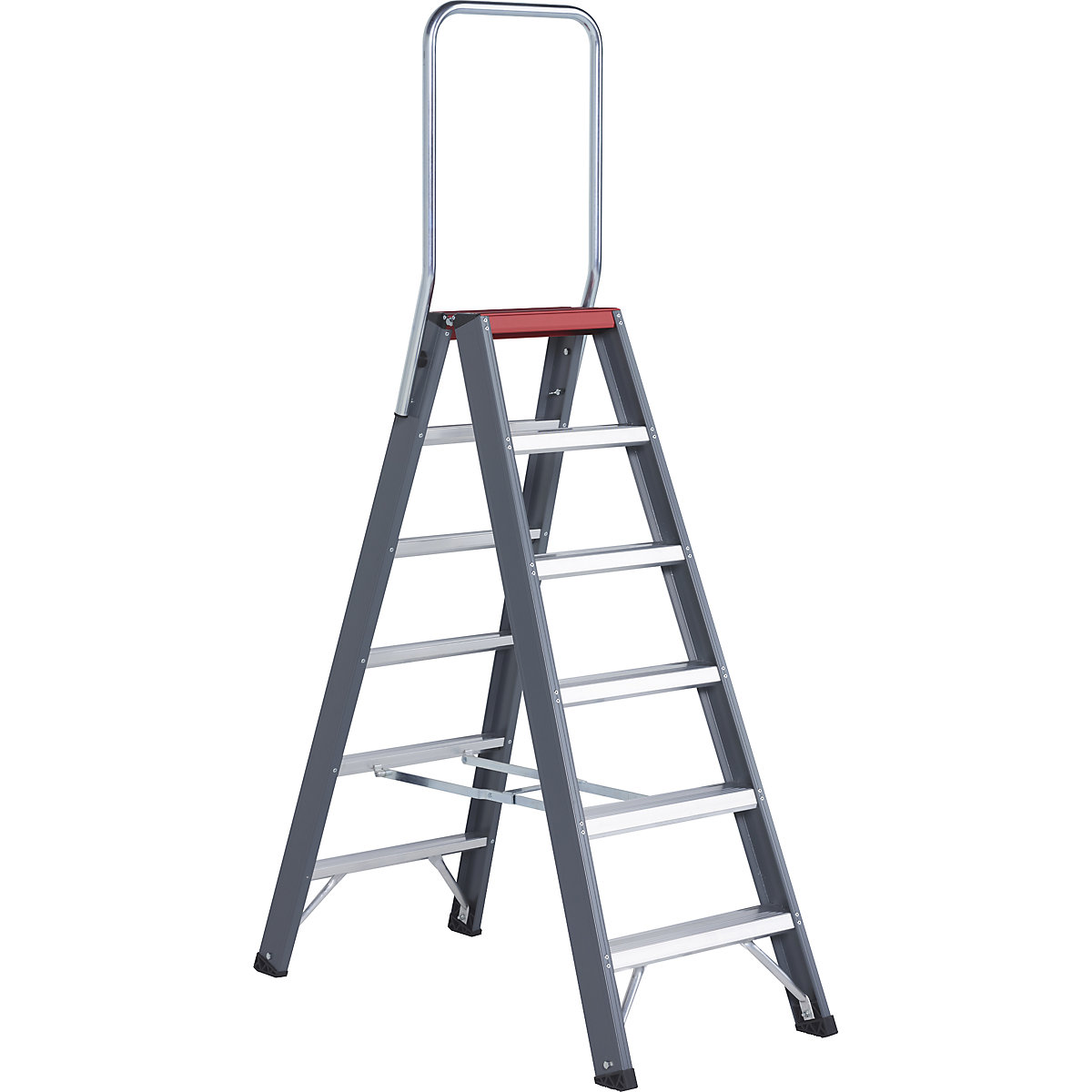 Escalera de tijera de peldaños planos de aluminio – Altrex, ascenso por ambos lados, 2 x 6 peldaños, altura de trabajo 3400 mm-1
