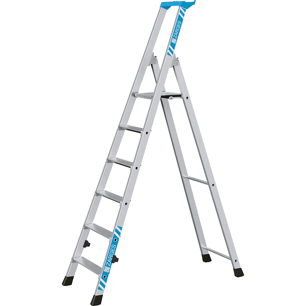 Escalera plegable de peldaños planos, ascenso por un lado &ndash; ZARGES
