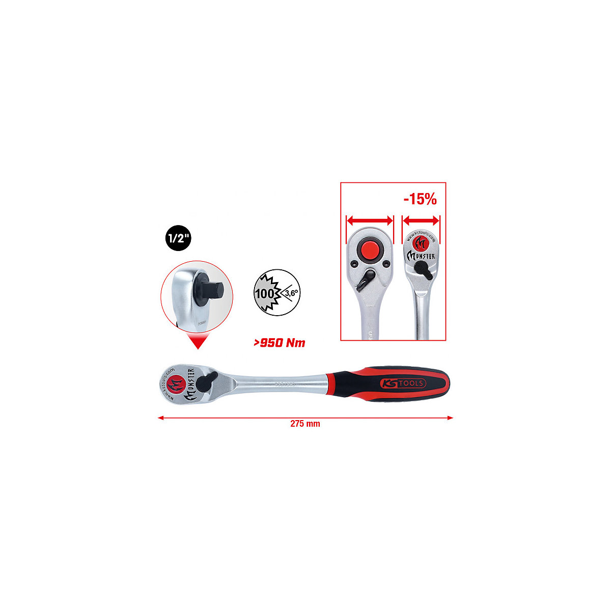 Roquete inversor MONSTER de 1/2'' – KS Tools (Imagem do produto 4)-3