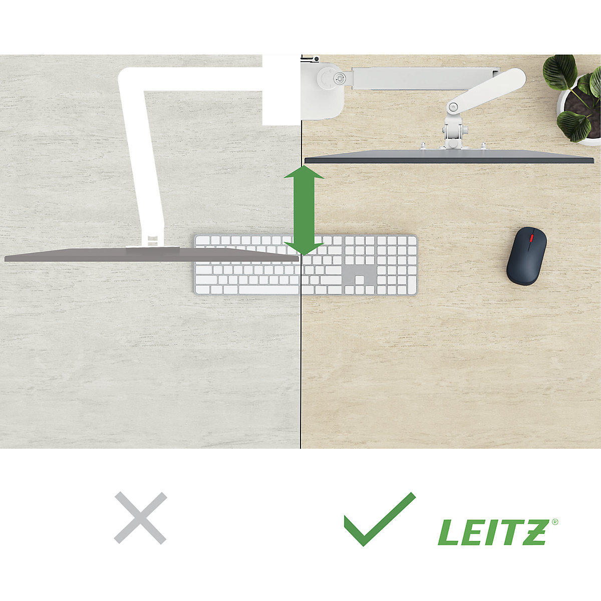Braço de monitor duplo, Leitz Ergo com suporte para portátil – Leitz (Imagem do produto 3)-2