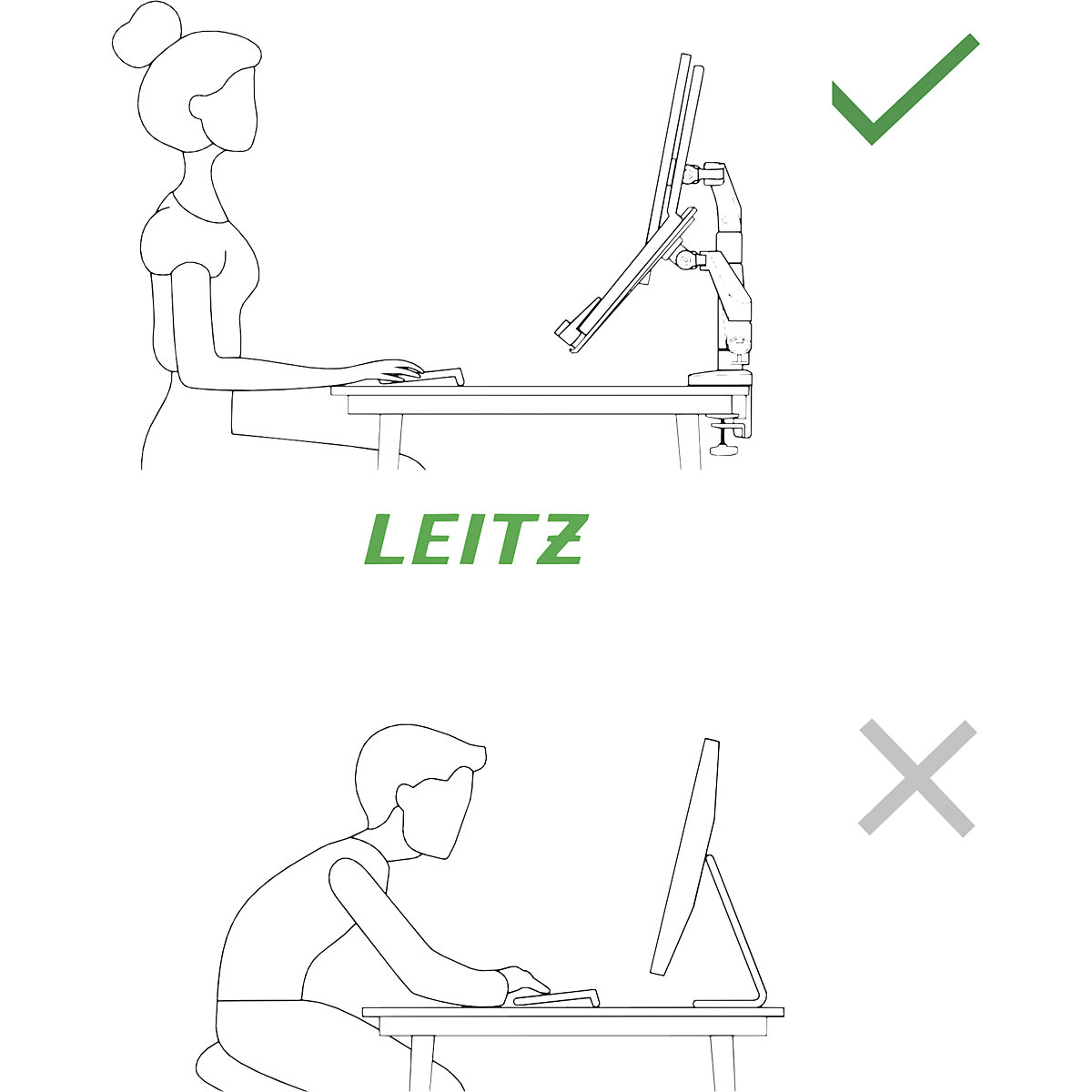 Braço de monitor duplo, Leitz Ergo com suporte para portátil – Leitz (Imagem do produto 7)-6
