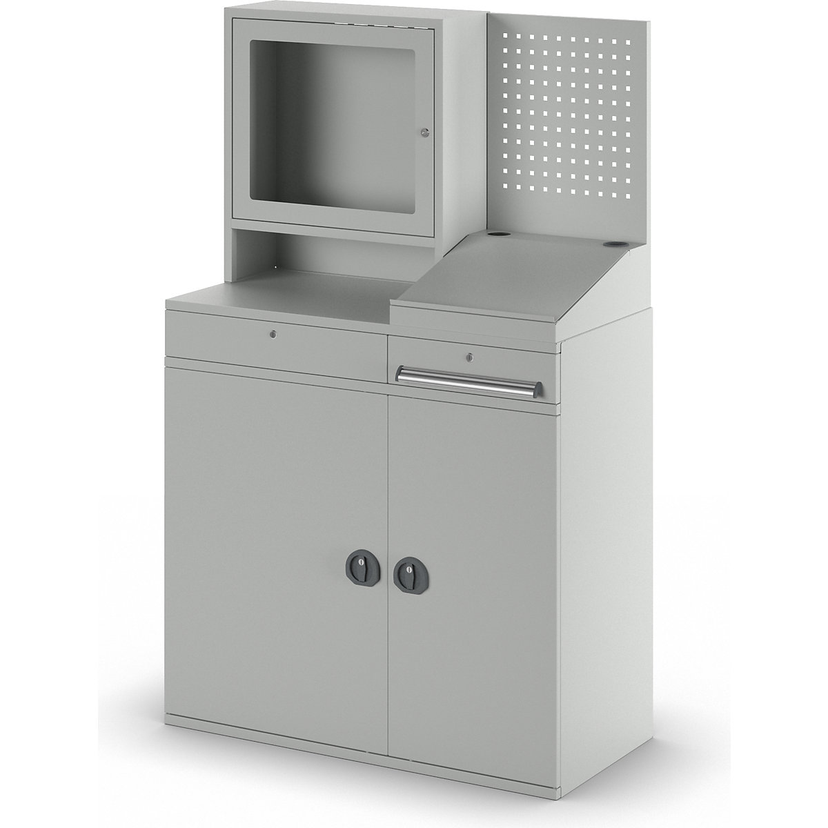 Puesto de trabajo para ordenador, chapa de acero – eurokraft pro (Imagen del producto 7)-6