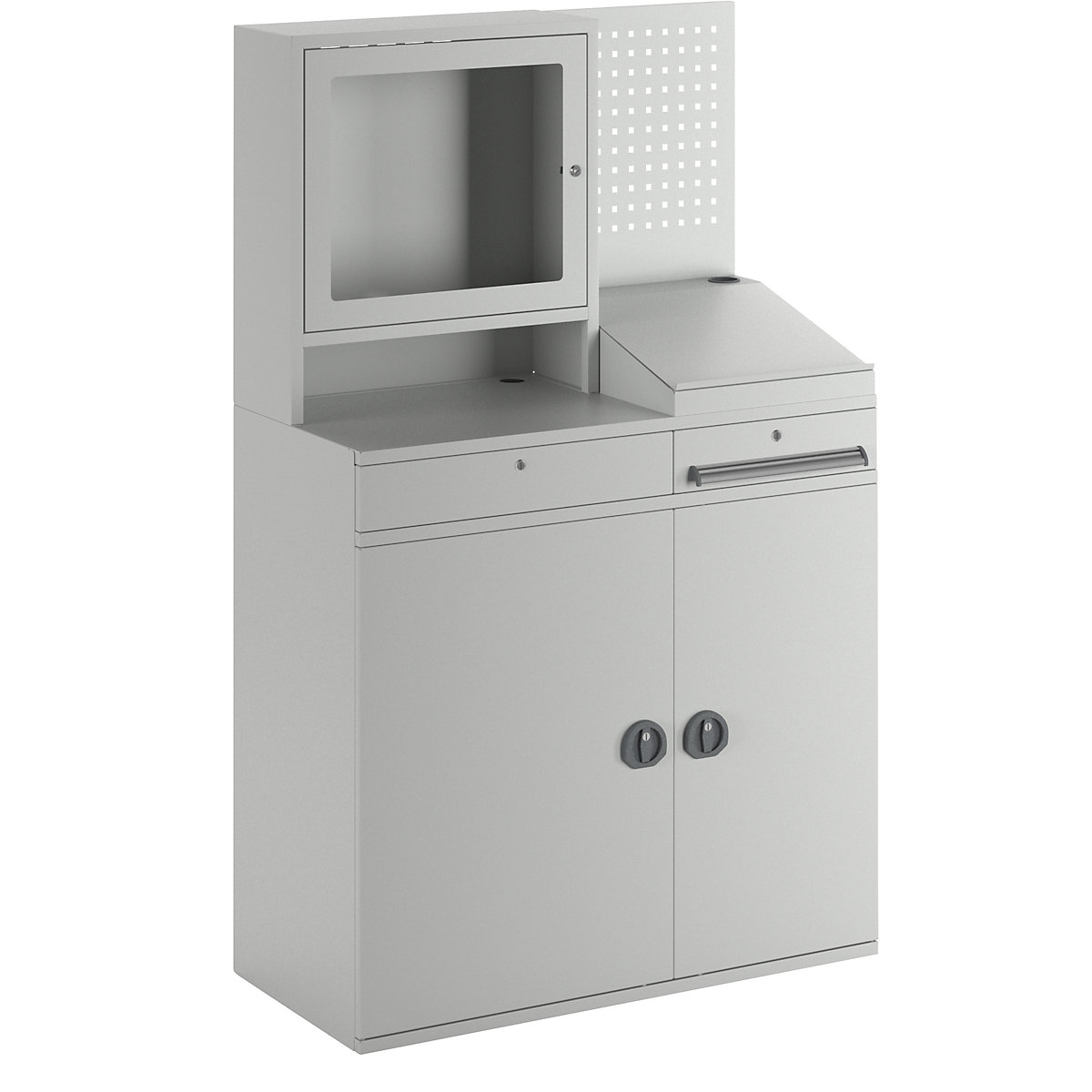 Puesto de trabajo para ordenador, chapa de acero – eurokraft pro (Imagen del producto 4)-3