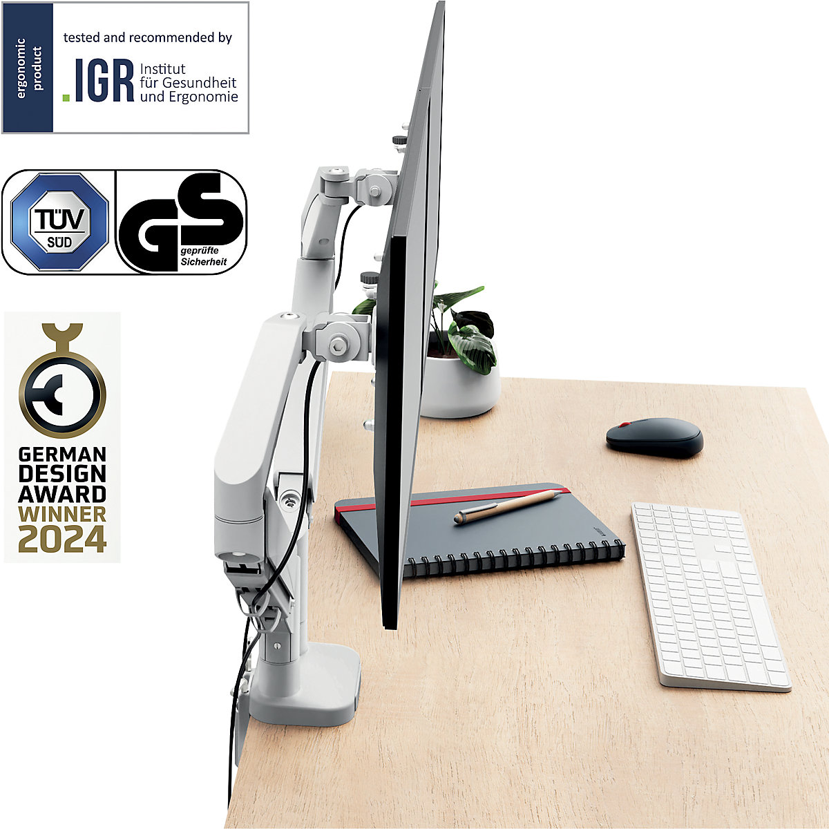 Brazo ergonómico para doble monitor con ahorro de espacio – Leitz (Imagen del producto 2)-1
