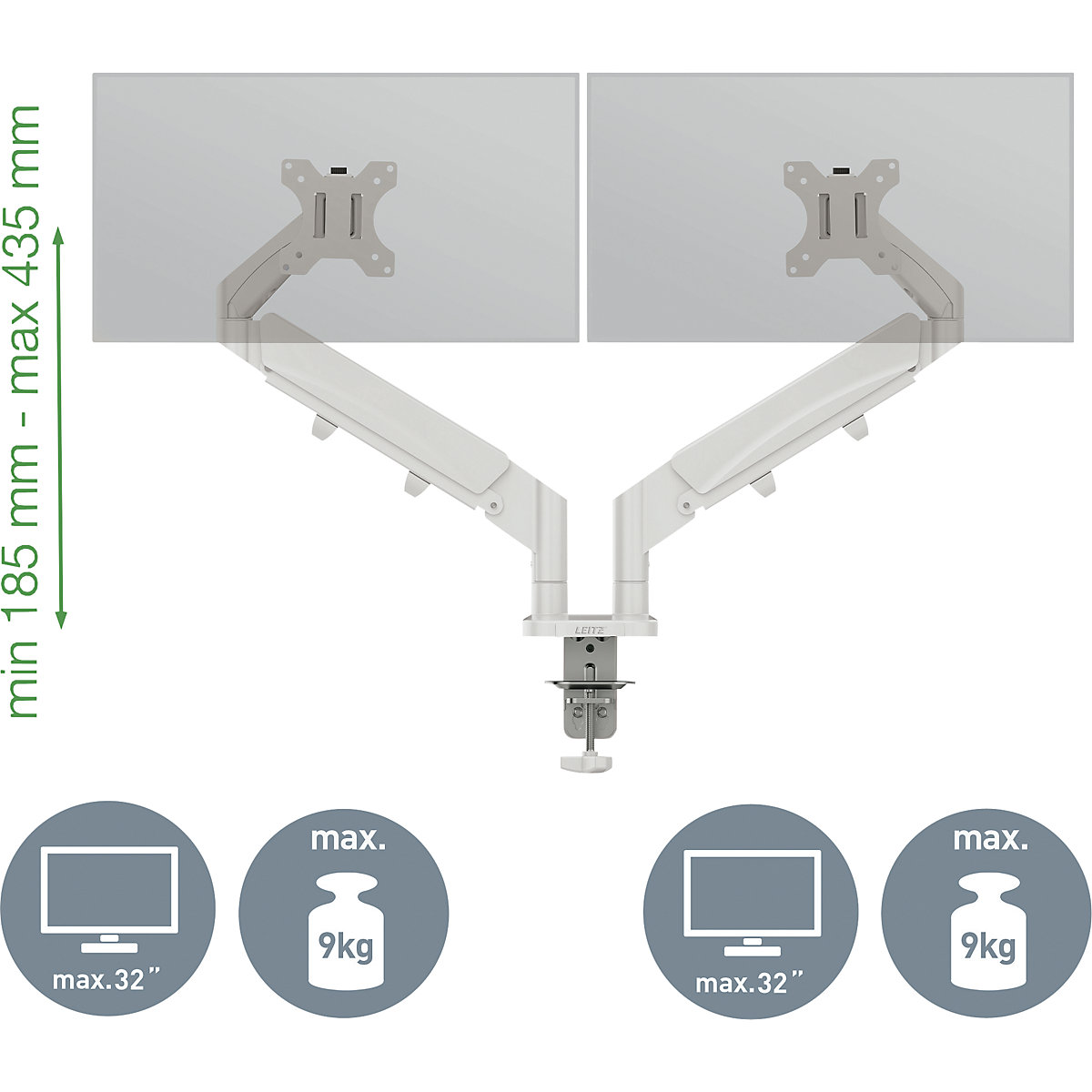 Brazo ergonómico para doble monitor con ahorro de espacio – Leitz (Imagen del producto 4)-3
