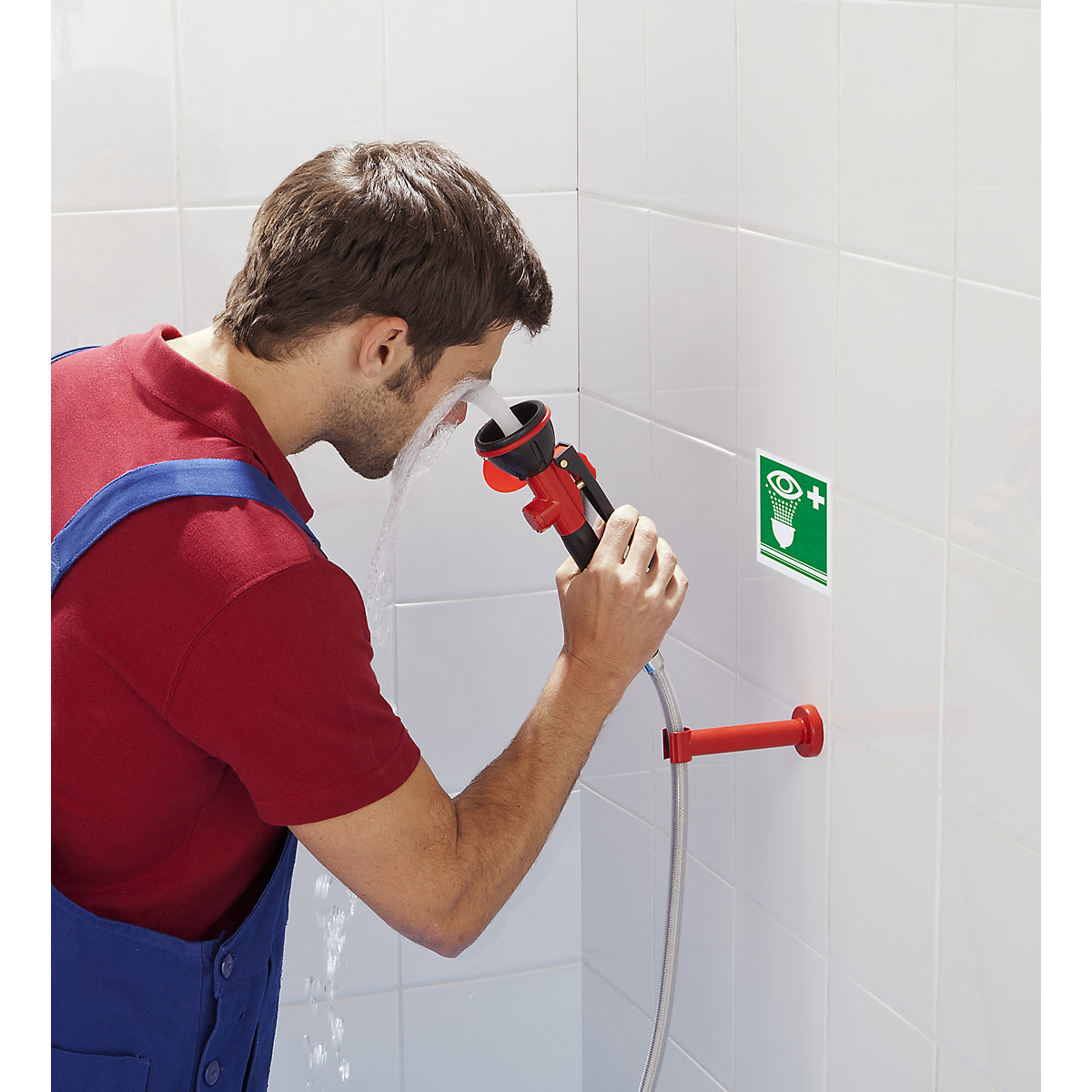 Ducha manual de emergencia para ojos con cabezal de rociado (Imagen del producto 2)-1