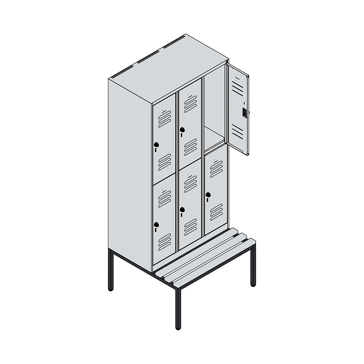 Taquilla de dos pisos Classic PLUS con banco – C+P (Imagen del producto 3)-2