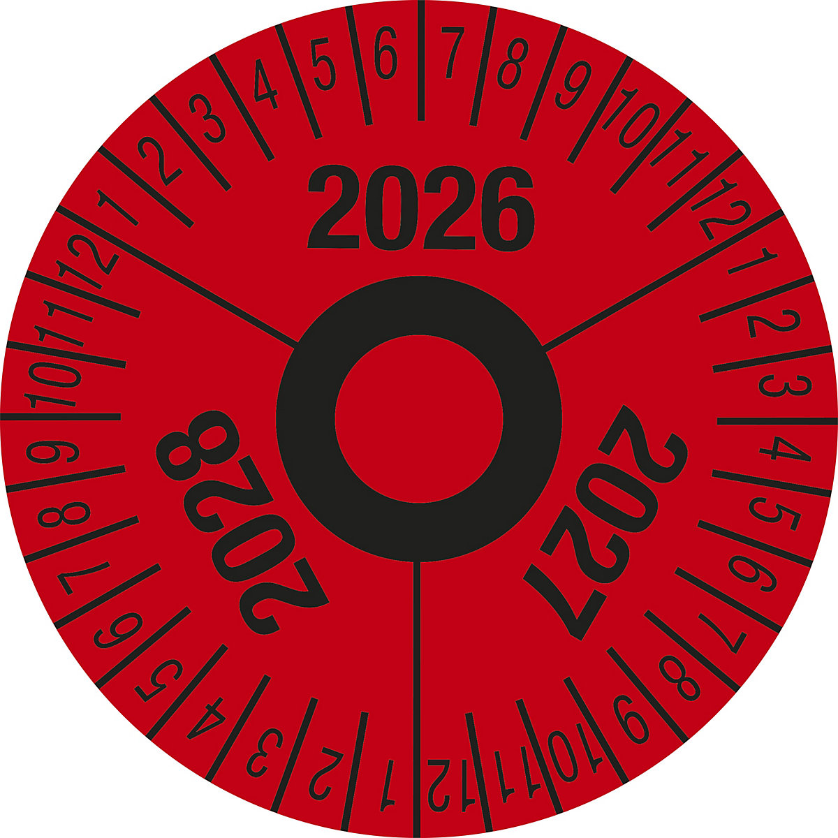 Etiqueta de inspección, varios años, en rojo