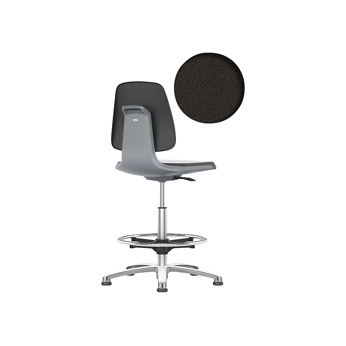 Silla giratoria de trabajo LABSIT – bimos, con tacos y estribo circular, asiento con tapizado de tela antracita-3