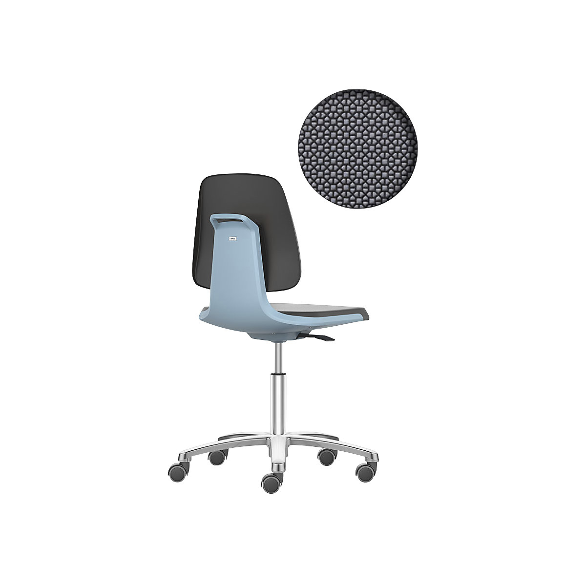Silla giratoria de trabajo LABSIT – bimos, cinco pies con ruedas, asiento de Supertec azul-45