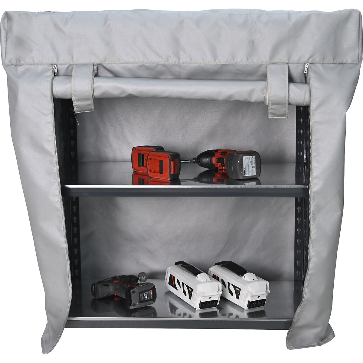 Shelving unit with fire containment cover - VLITEX