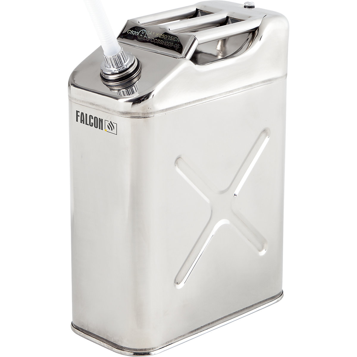 Safety canister with screw cap and outlet pipe