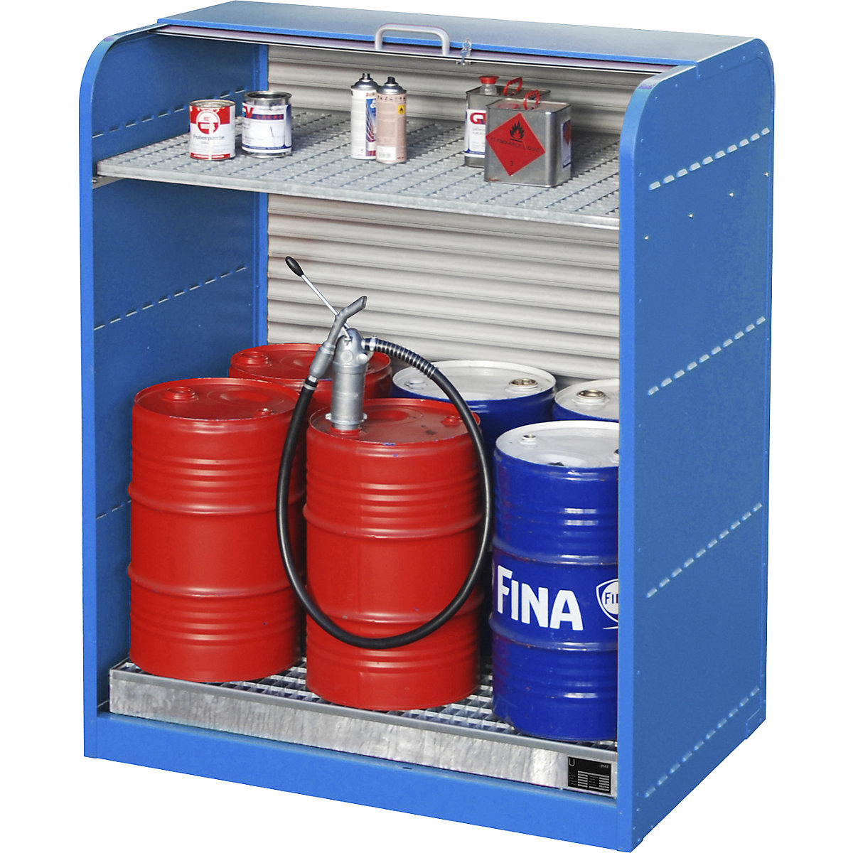 Steel hazardous goods storage with roller shutter – eurokraft pro (Product illustration 2)-1