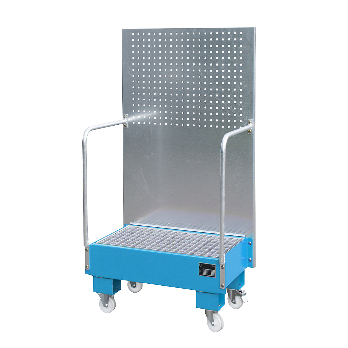 Mobile sump tray with perforated panel – eurokraft pro